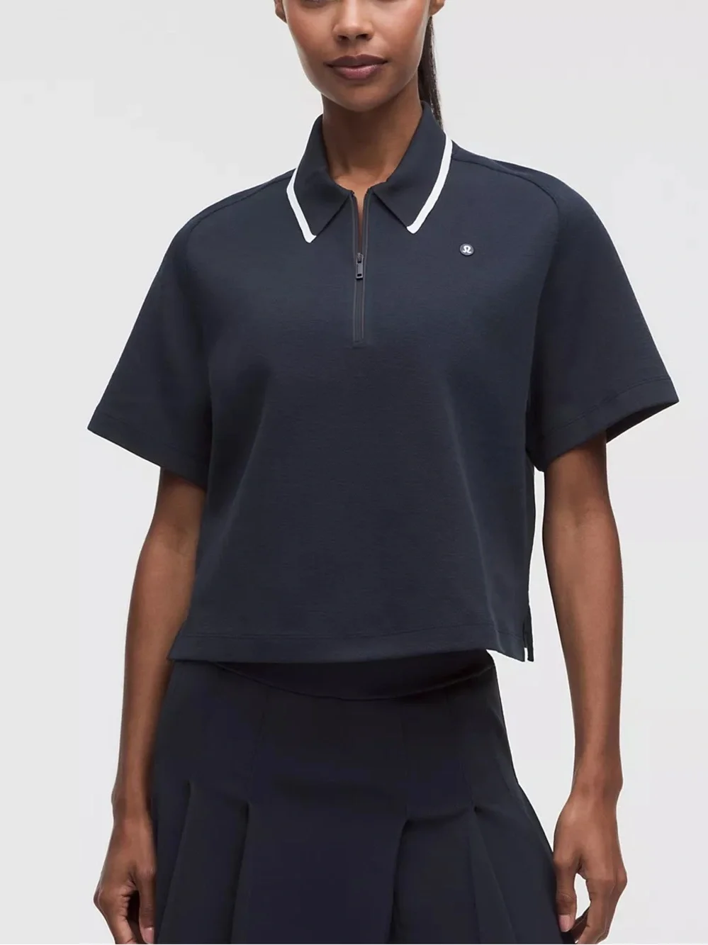 Lululemon Cotton-Blend Pique Short-Sleeve Polo Shirt XXS NAVY BLUE polo top